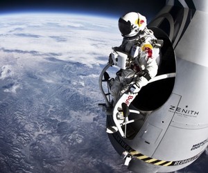 Felix Baumgartner during the third jump of the Red Bull Stratos project