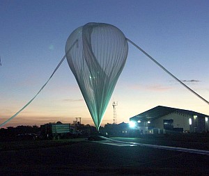 Night view of a launch from the base of Timón