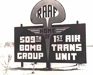 Entrance sign for Roswell Army Air Field Circa 1946