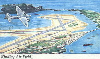 Kindley Field reproducido en una estampilla de las Islas bermuda