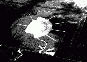 Vista aerea de la vieja pista de lanzamiento de Palestine, Texas