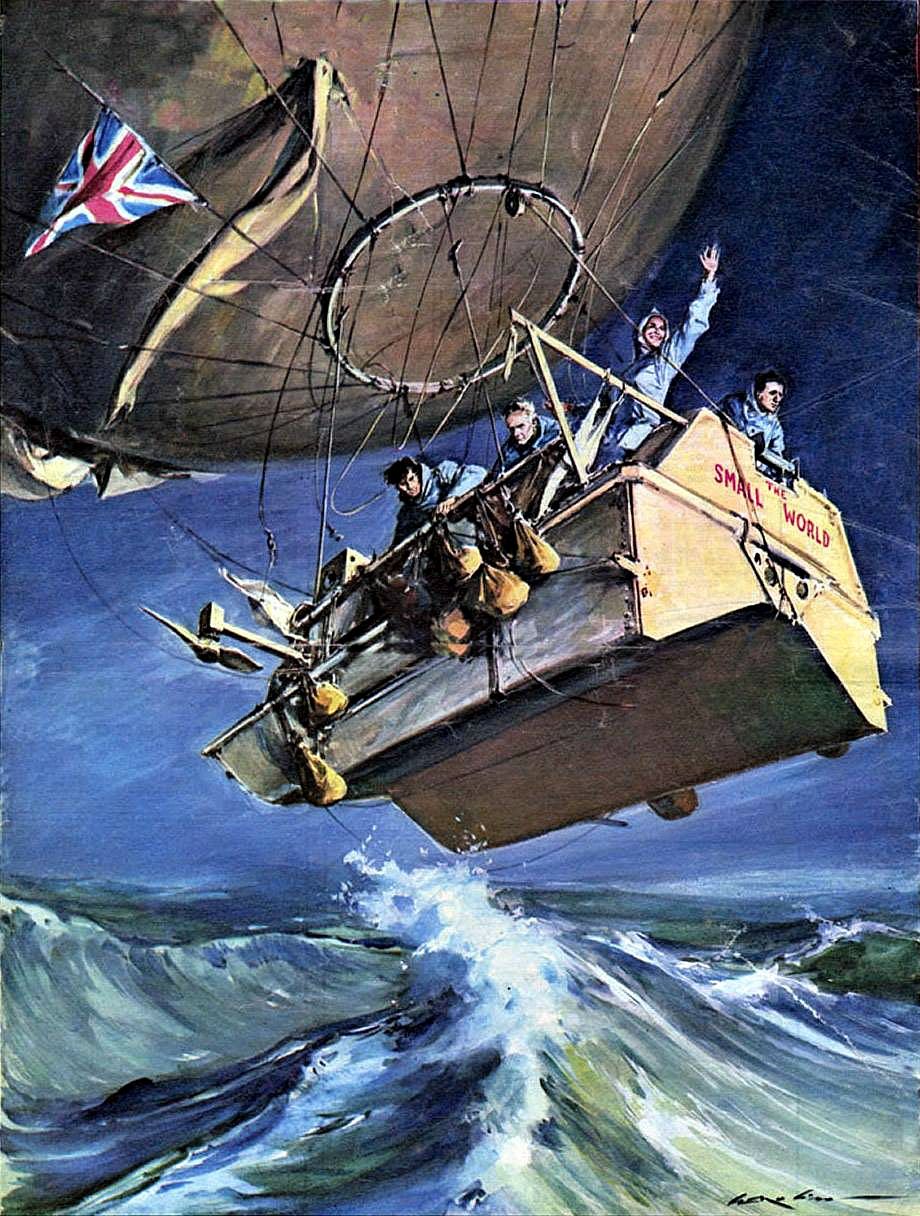 Dramatization of the moment of the ditching of the balloon in the Atlantic