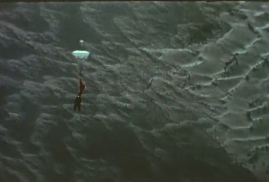A few seconds after leaving the gondola the parachute strucks around Kittinger's neck (Image: USAF)