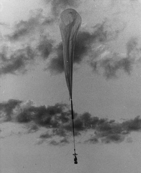 The balloon and its payload ascending