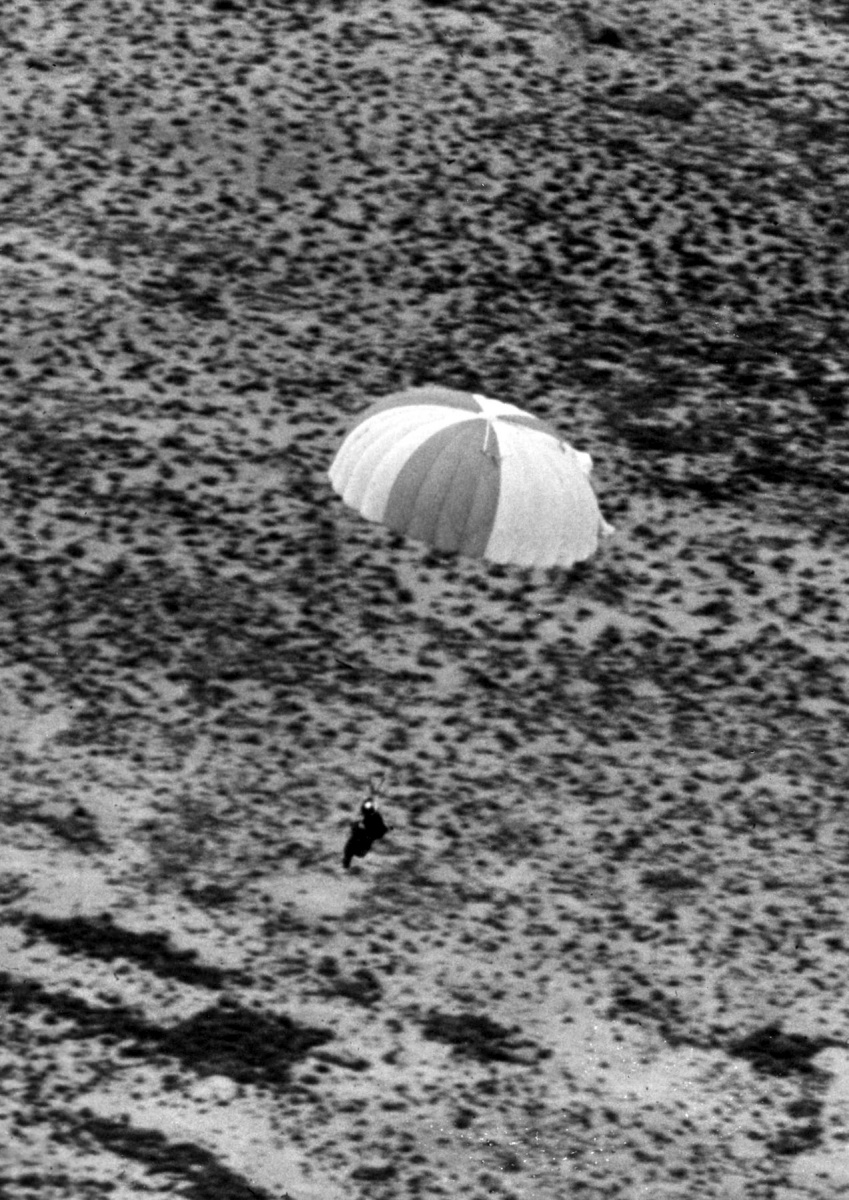 Kittinger near landing after completing his jump.