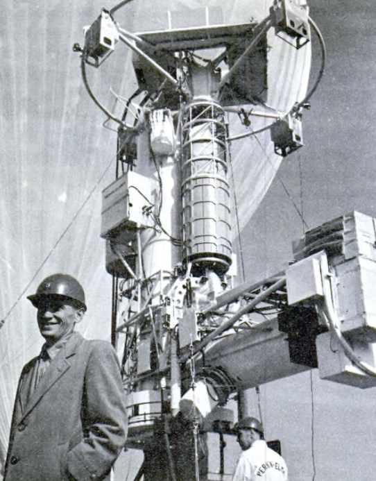 Dr. Martin Schwarzschild in front of the Stratoscope II system just before launch.