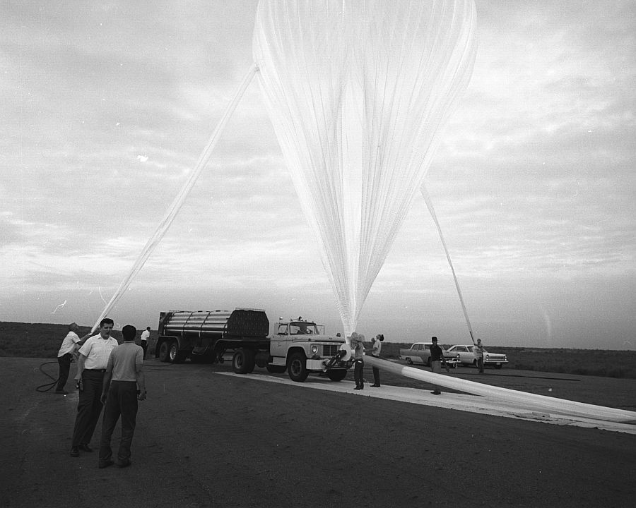 Filling of the balloon with helium continues. The bubble is erected. (Copyright University Corporation for Atmospheric Research)