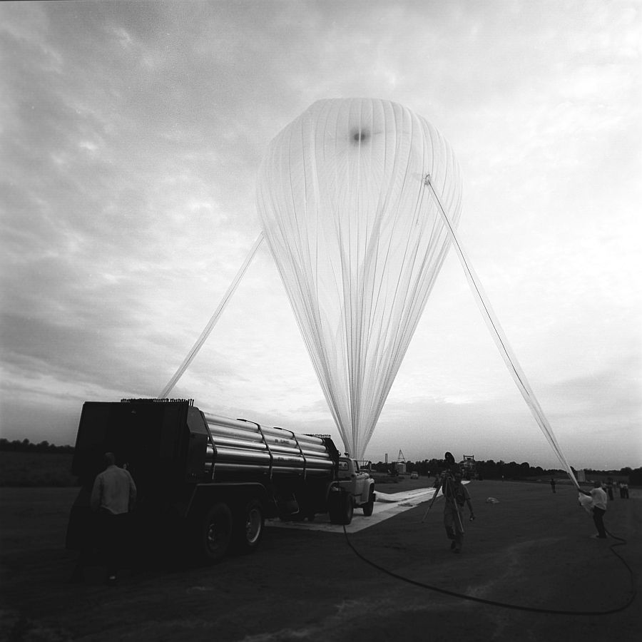 Filling of the balloon with helium almost finished.  (Copyright University Corporation for Atmospheric Research)