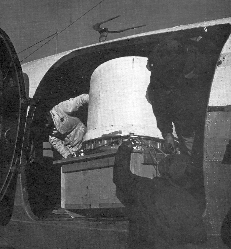 Loading the dissasembled telescope in a C-47 for return to Ft. Churchill (Image: raven)