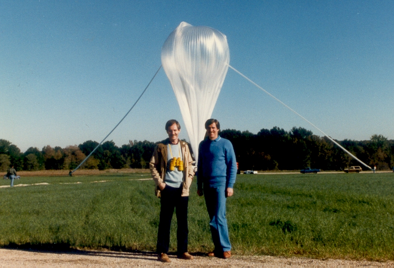 BLISS PI in front of the balloon before launch