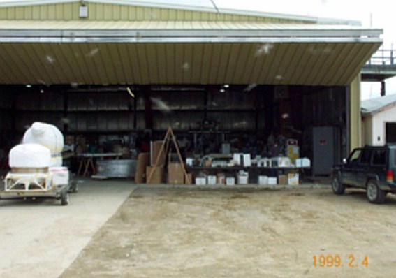 View of the work space in the hangar at Lynn Lake