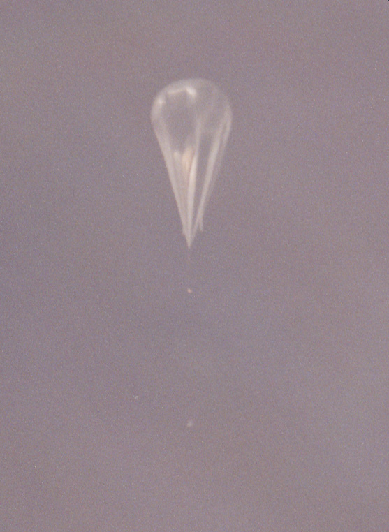 The balloon viewed by telesope during the initial ascent phase