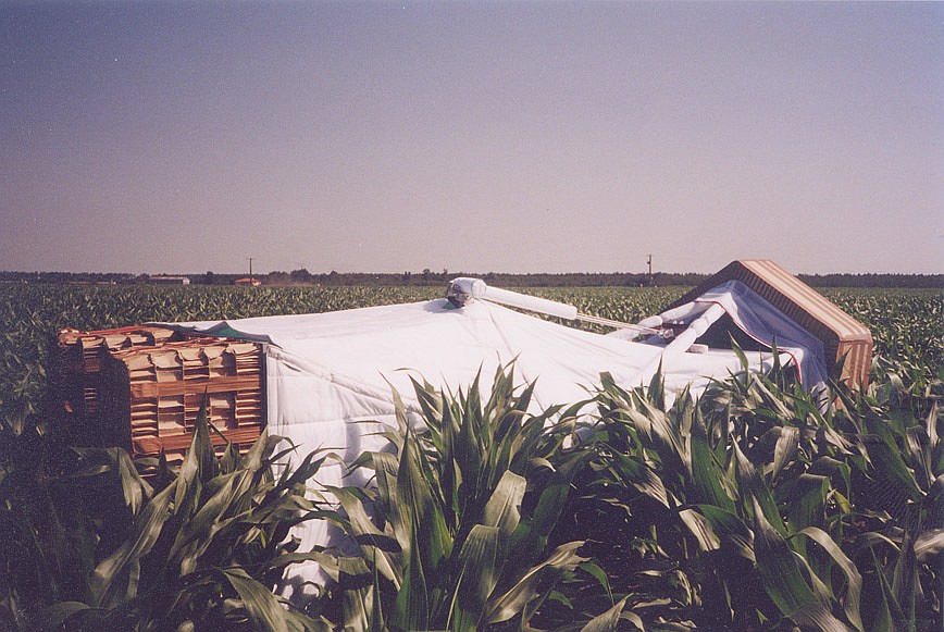 The landing site in a corn field