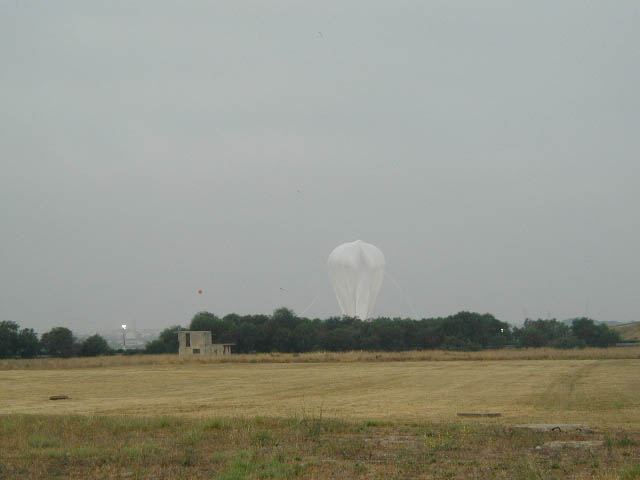 The balloon bubble seen from the distance minutes before launch