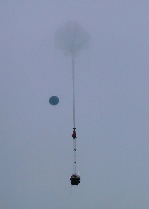 Balloon launch in a foggy mourning