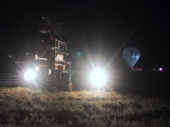 View of the launch vehicle in the background the balloon