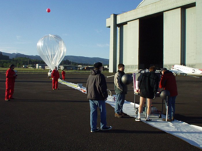 Launch preparations. In the backgound the huge blimp hangar (today a museum)