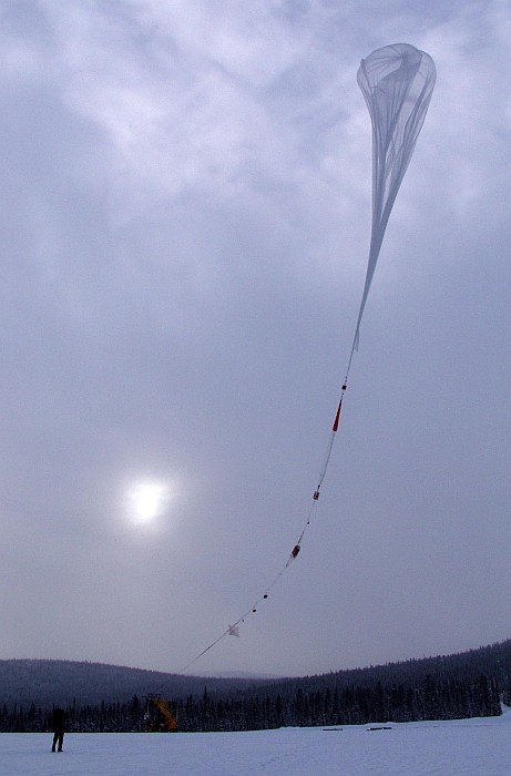 The balloon was released and starts to elevate the payload