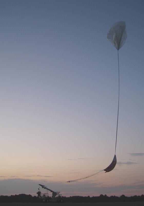The balloon ascending seconds before take the payload airborne