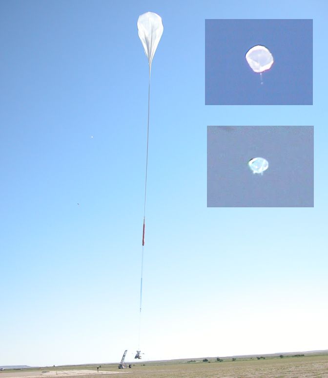 The images show the exact moment in wich the payload is picked up by the balloon and the launch arm release it. Also several views of the balloon at float.