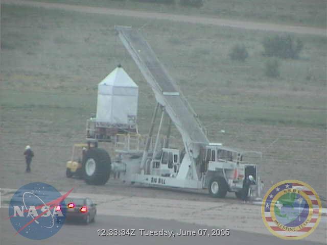 View of the launch vehicle from the NASA's web cam at Fort Sumner