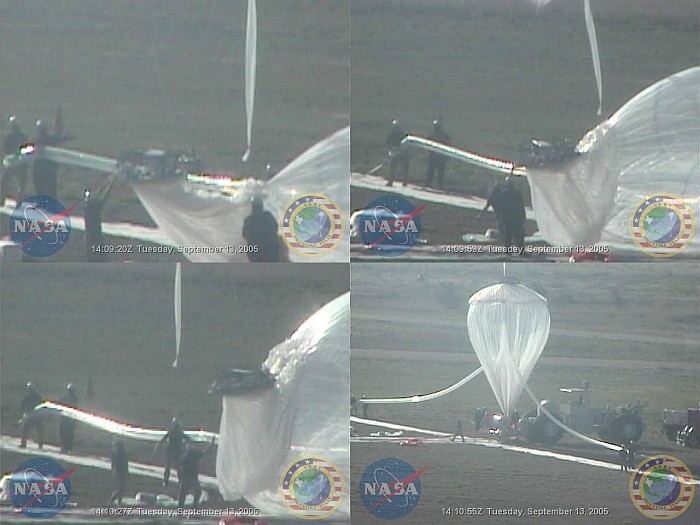 This sequence shows the top mounting manouver to put in the apex of the balloon the calibration instrument.