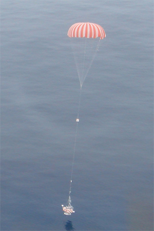 The payload near touch the sea surface