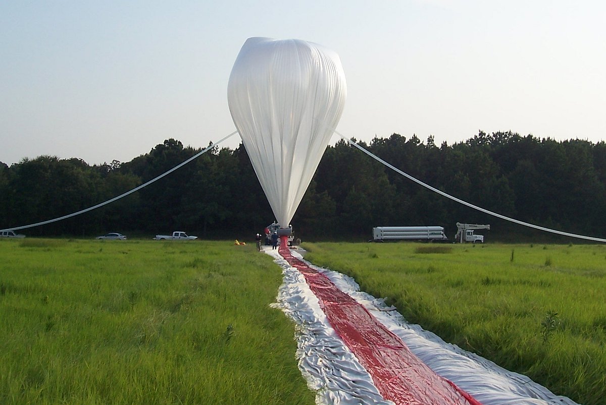The balloon being inflated