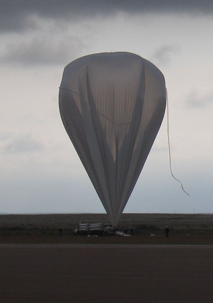 Under an overcast sky the test balloon is ready to be launched (Credit HASP team)