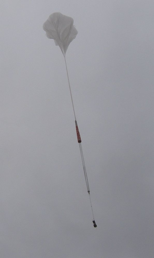 The balloon in his initial ascent phase before disapearing in the clouds (Credits: HASP team)