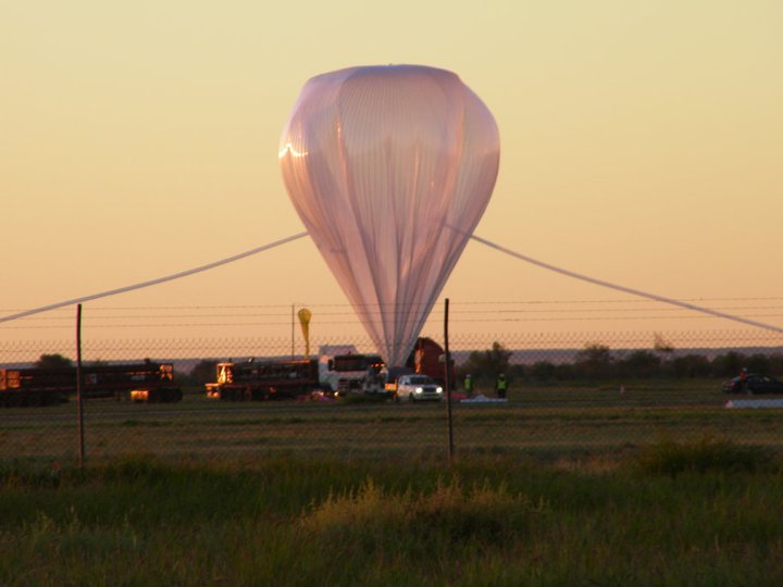 The balloon during inflation at sunrise (Picture: Ross Hays)