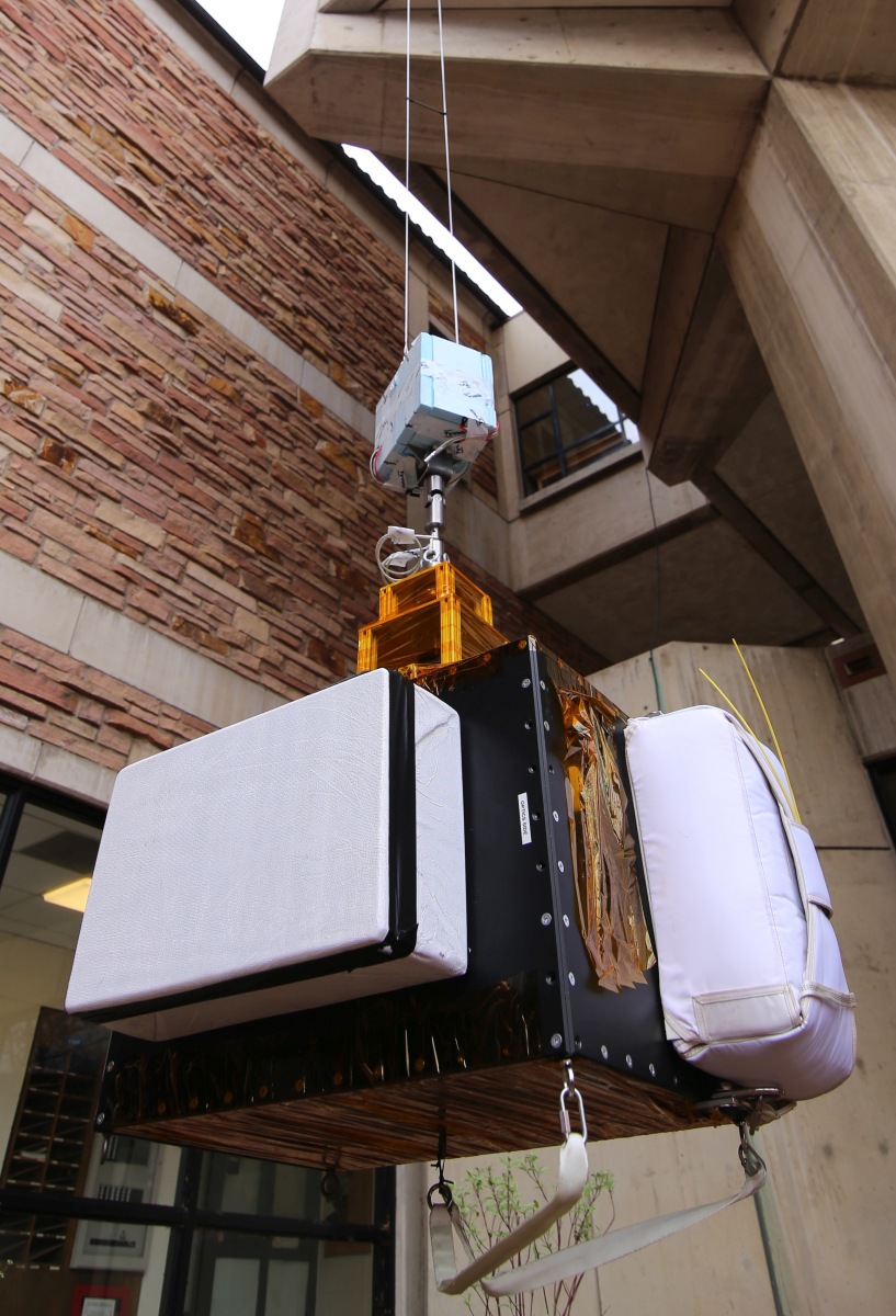 Hang test of the instrument at SwRI HQ (Image Courtesy of Southwest Research Institute)
