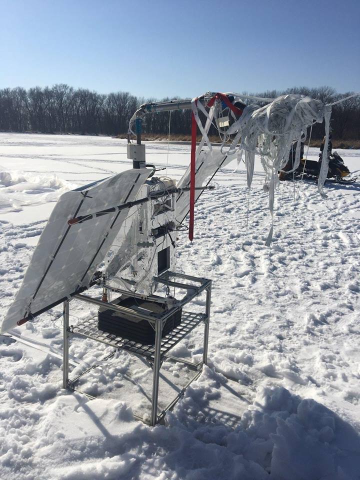 The thunderhead payload that was found by two Waupaca County sheriff's deputies patrolling the Wolf River on snowmobiles