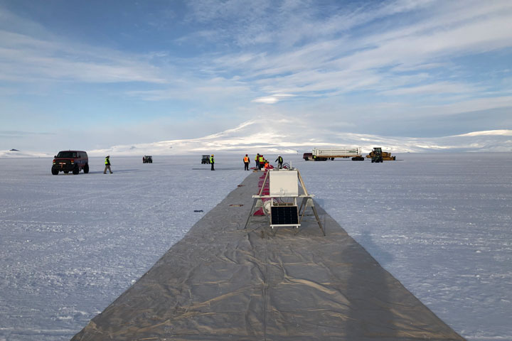 The payload. Inthe background Mt Erebus (Image: Andy Hynous)