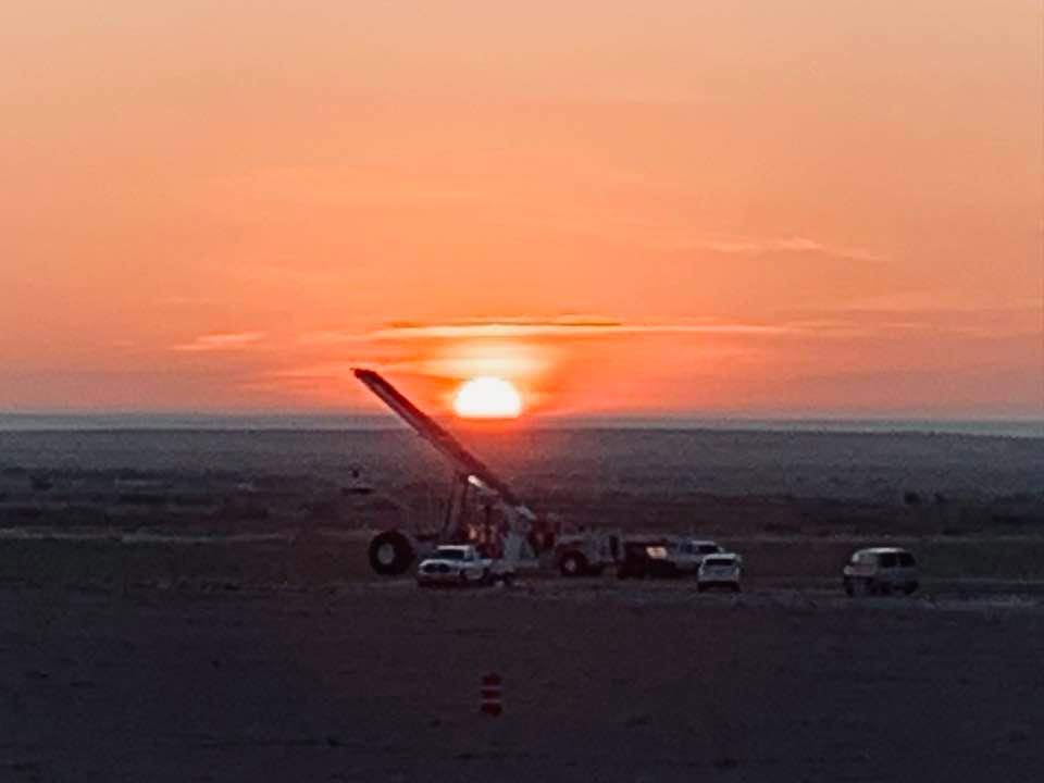 Sunrise break above the payload (Image: Ross Hays)