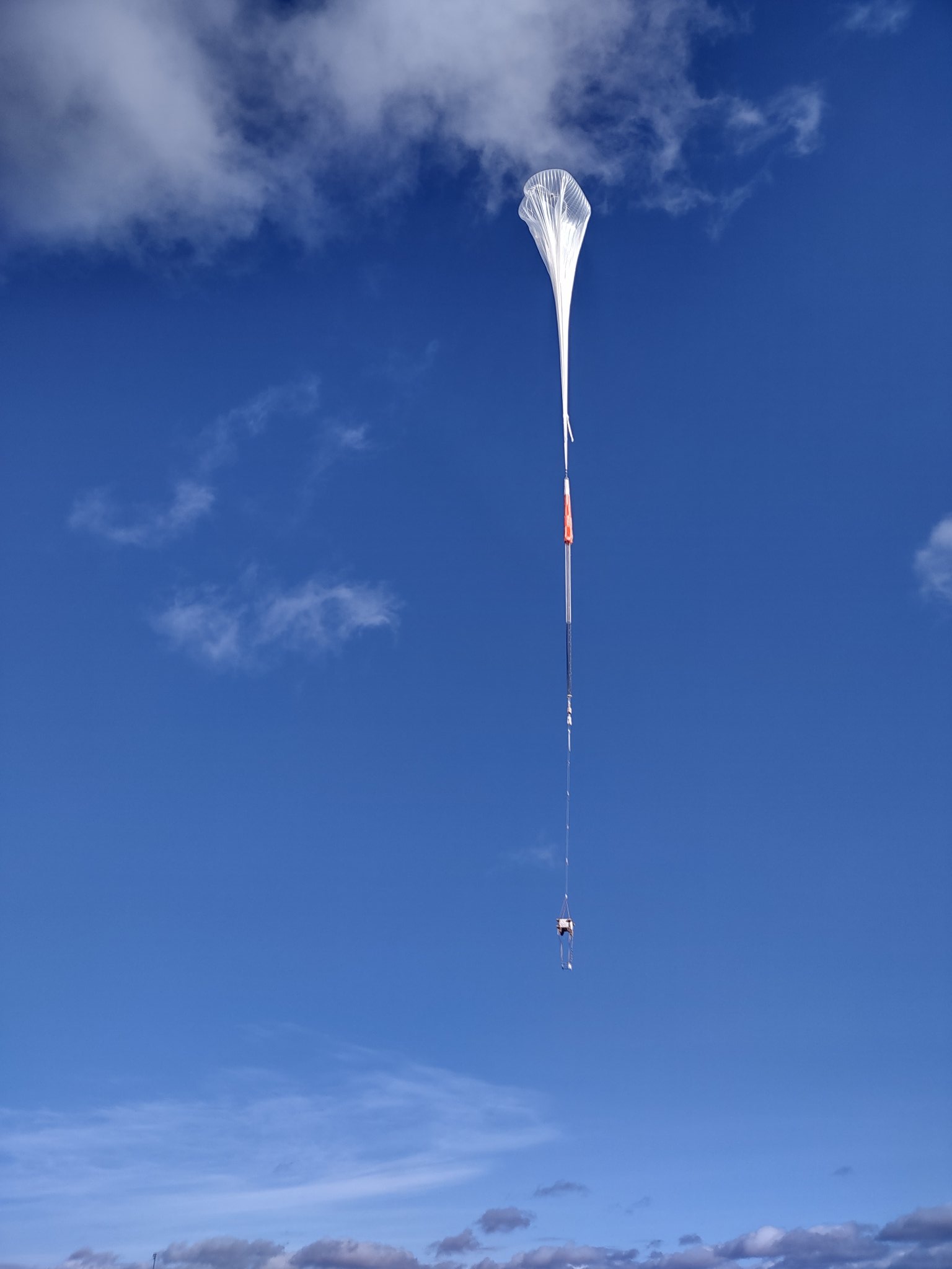 Initial ascent of the balloon after payload release