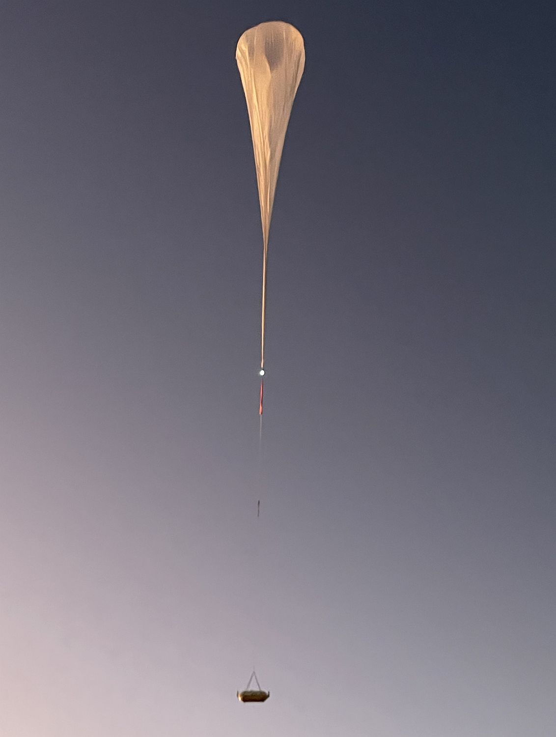 The balloon ascending with the payload.